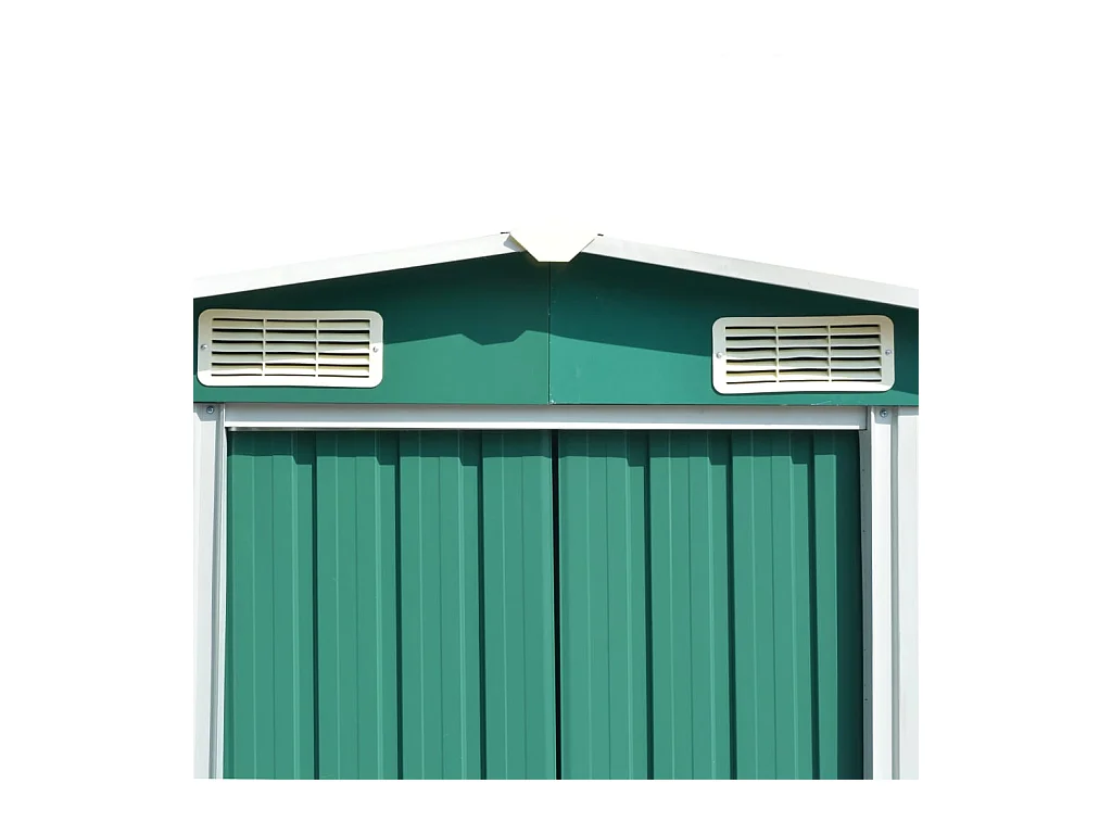 Casetta da giardino casetta per cabine ripostiglio casetta per la casa casetta per attrezzi da esterno robusta 257 x 392 x 181 cm verde metallo 02_0022169