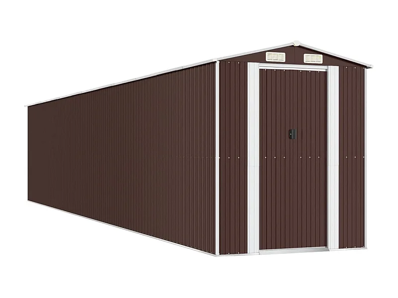 Galpão de jardim, cabana, casa de armazenamento, galpão ao ar livre, ferramentas, robusto, escuro, 192 x 1021 x 223 cm, aço galvanizado marrom 02_0022315
