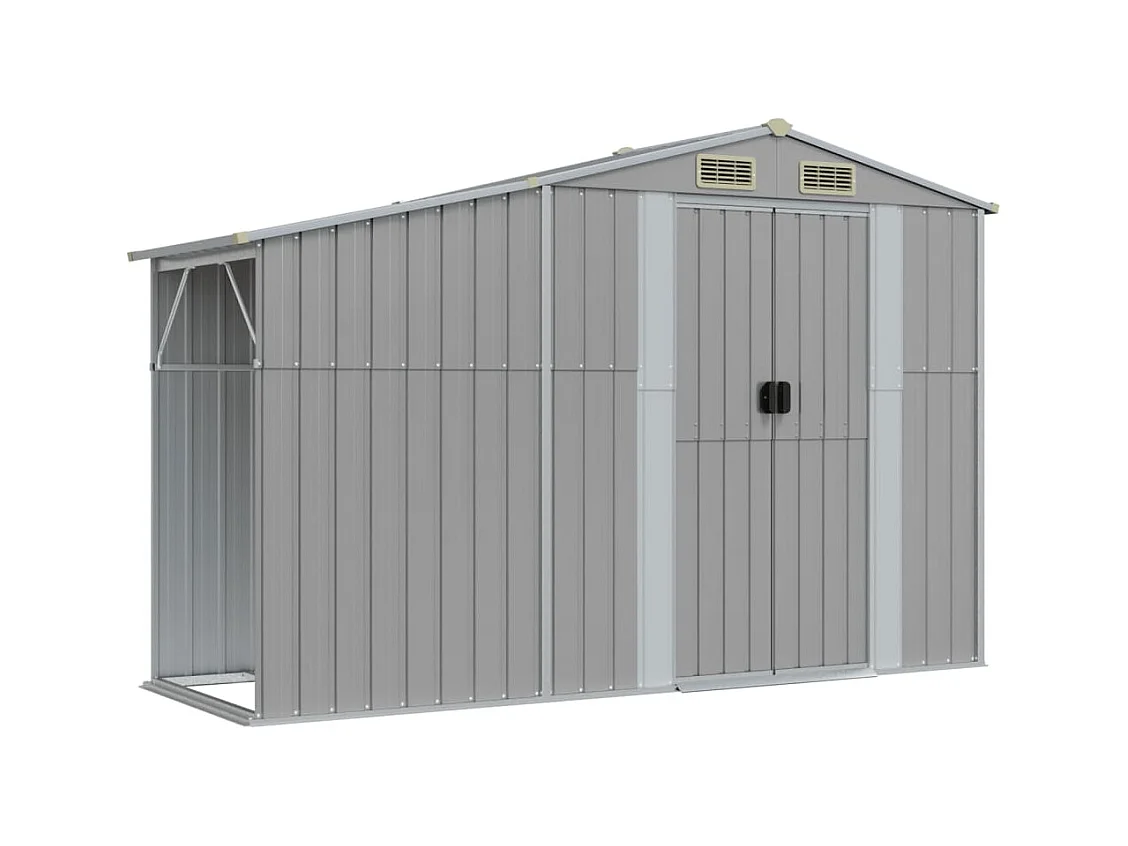 Abrigo de jardim, cabana, casa de armazenamento, galpão externo, ferramentas, robusto, 277 x 93 x 179 cm, aço galvanizado cinza 02_0022239