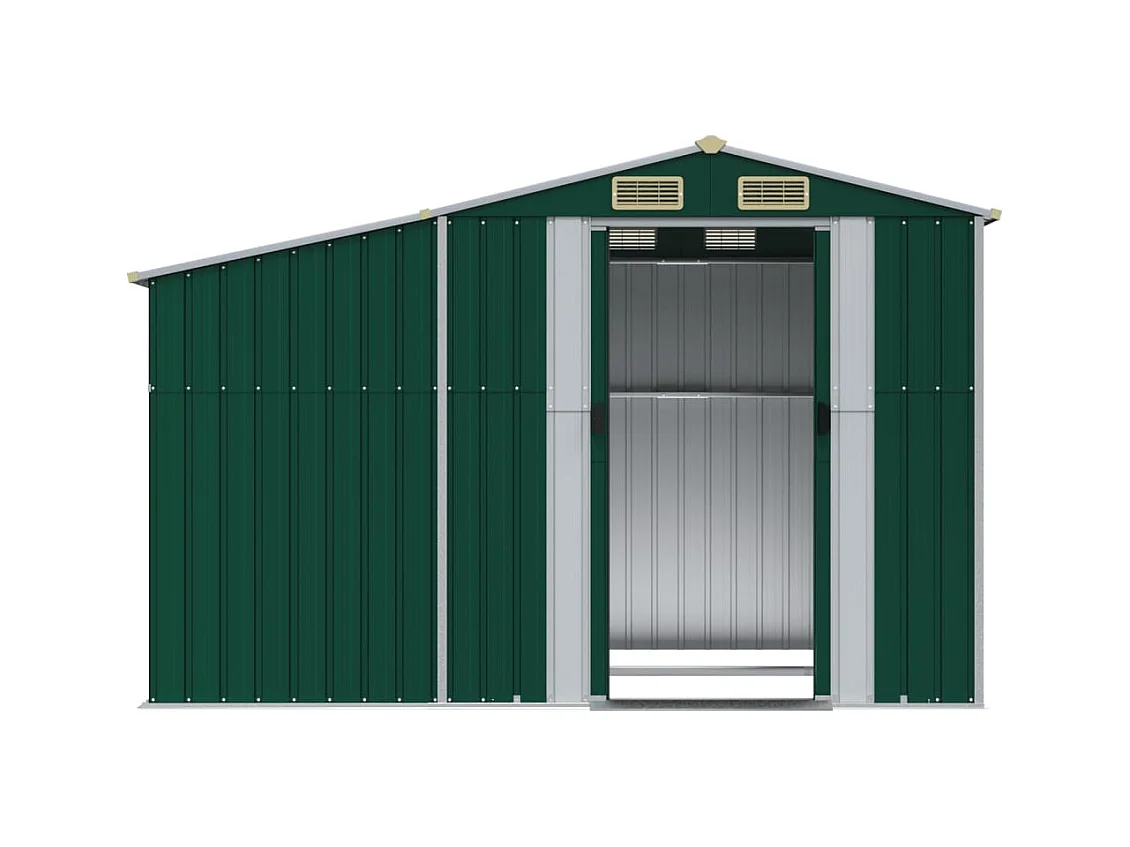 Casetta da giardino casetta per capanni casetta per ripostigli casetta per attrezzi da esterno robusta 277 x 192,5 x 179 cm acciaio zincato verde 02_0022376