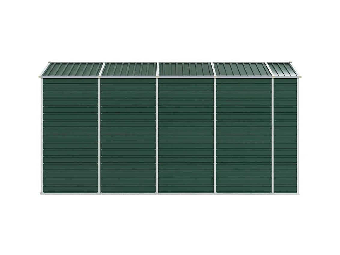 Abrigo de jardim, cabana, casa de armazenamento, galpão ao ar livre, ferramentas robustas 191 x 385 x 198 cm aço galvanizado verde 02_0022350