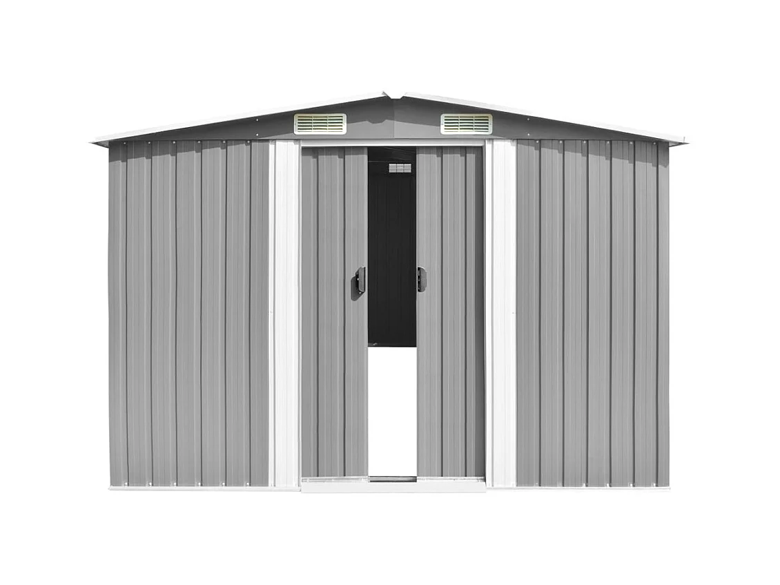 Abri de jardin cabane métal grise 257 x 489 x 181 cm 02_0022171