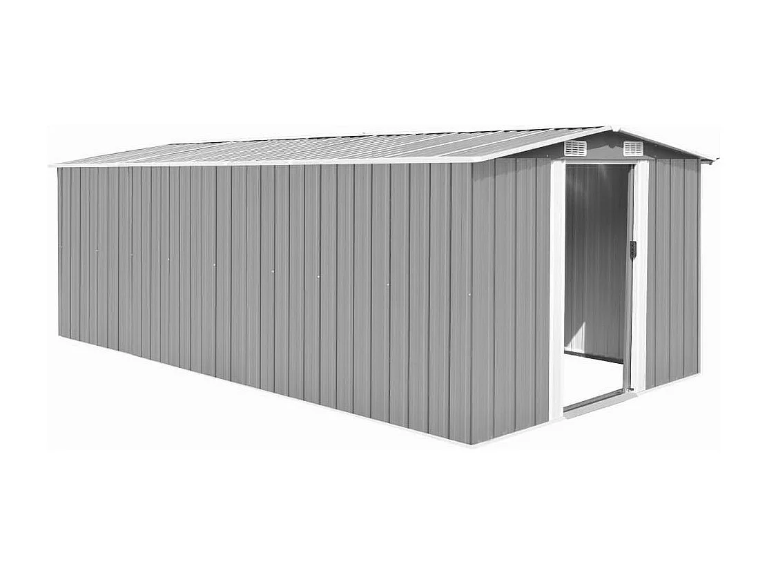 Abri de jardin cabane métal grise 257 x 489 x 181 cm 02_0022171