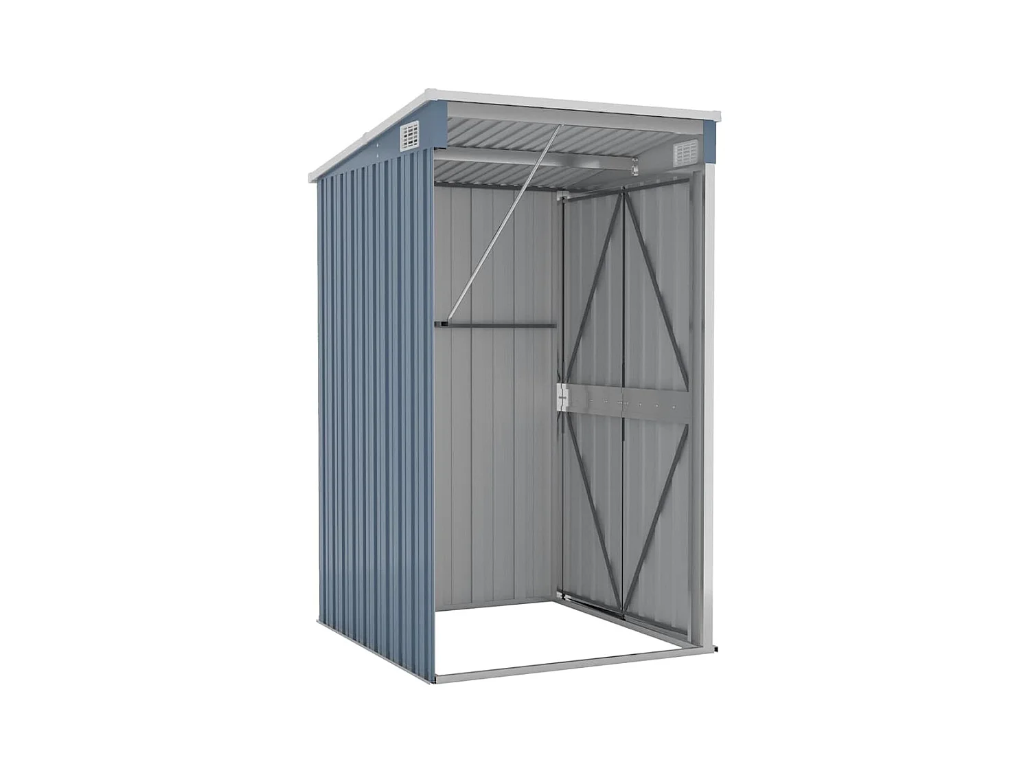 Casetta da giardino a parete 118 x 100 x 178 cm in acciaio zincato grigio 02_0044056