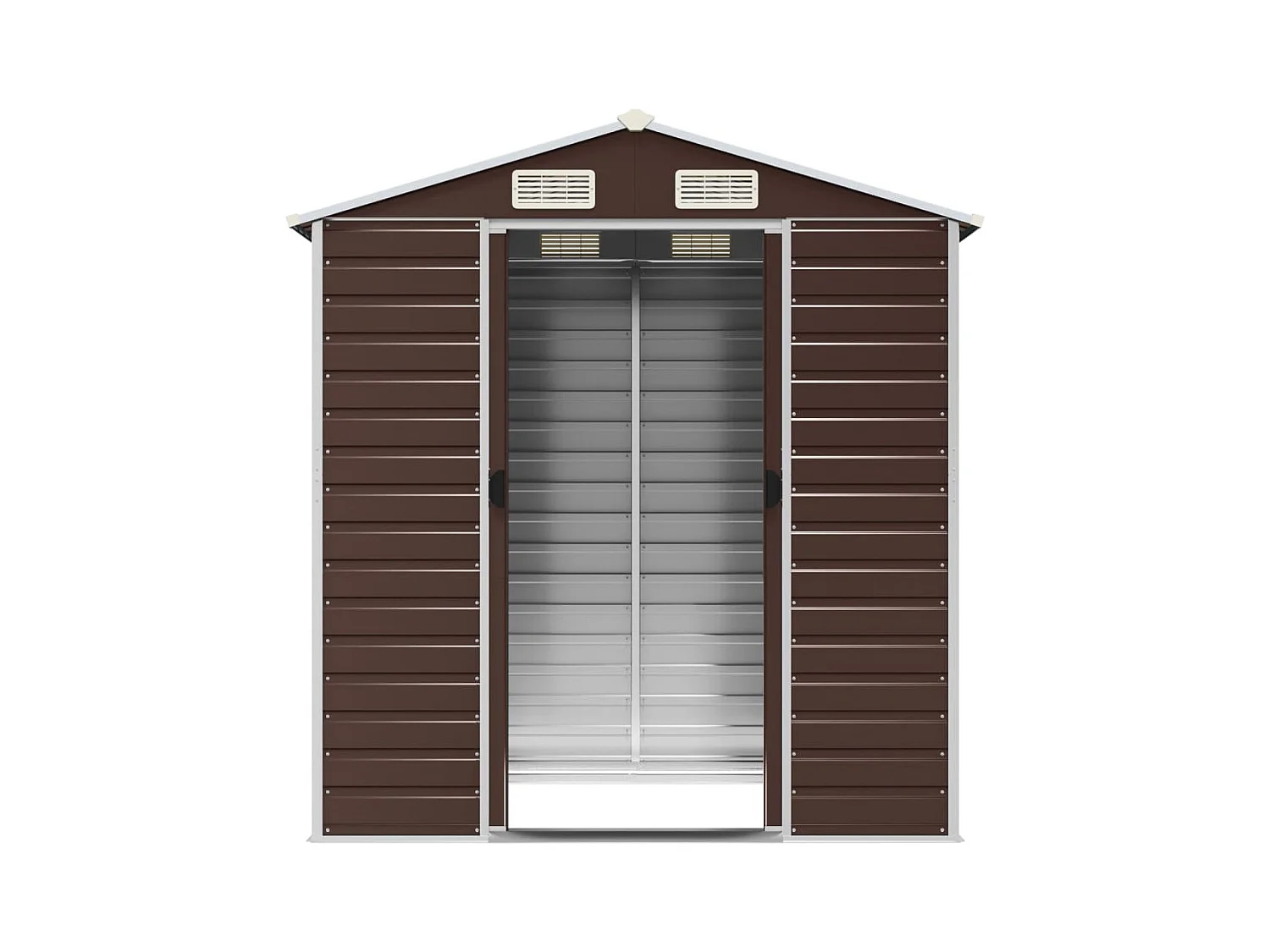 Casetta da giardino casetta per capanni casetta per ripostigli casetta per attrezzi da esterno robusta 191 x 130 x 198 cm acciaio zincato marrone 02_0022268