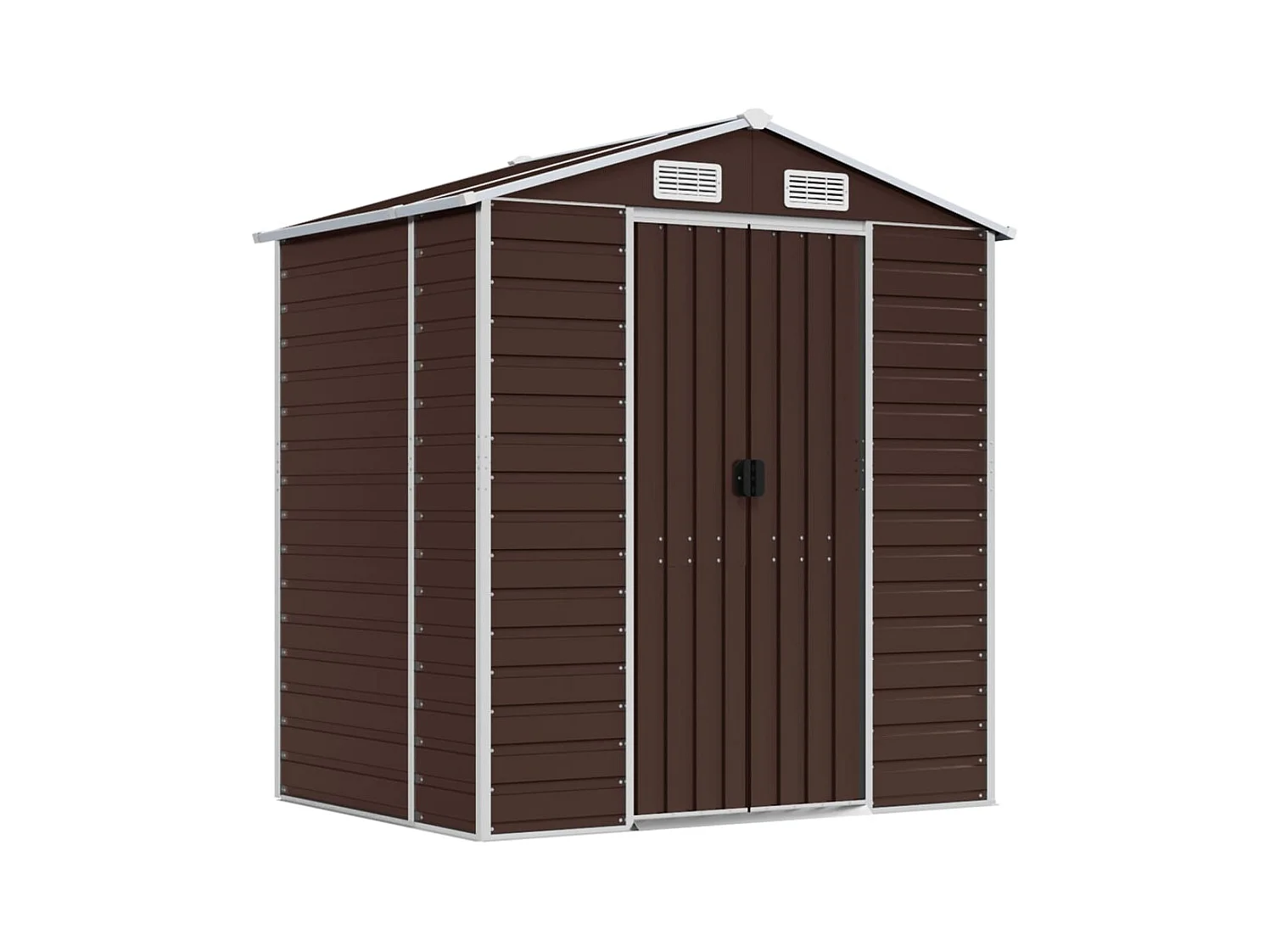 Abrigo de jardim, cabana, casa de armazenamento, galpão ao ar livre, ferramentas robustas 191 x 130 x 198 cm, aço galvanizado marrom 02_0022268