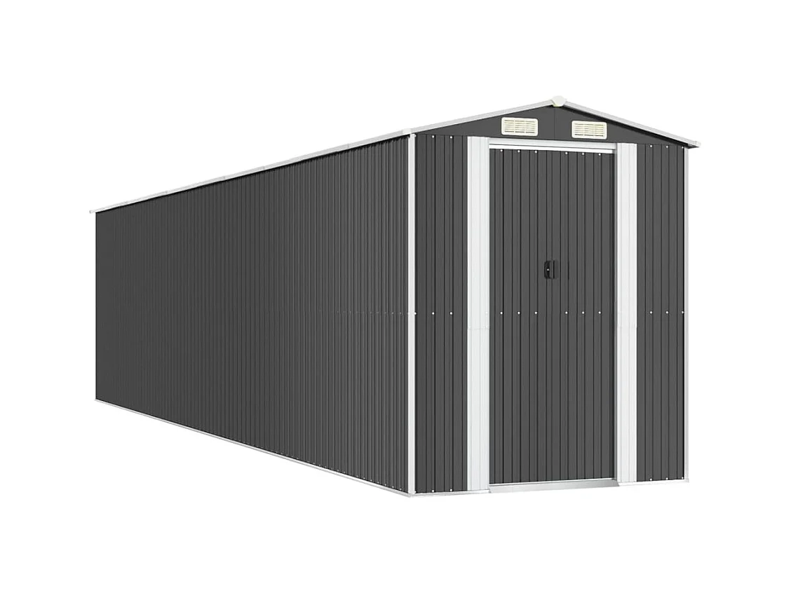 Abrigo de jardim, cabana, casa de armazenamento, galpão ao ar livre, ferramentas robustas 192 x 855 x 223 cm, aço galvanizado antracite 02_0022204