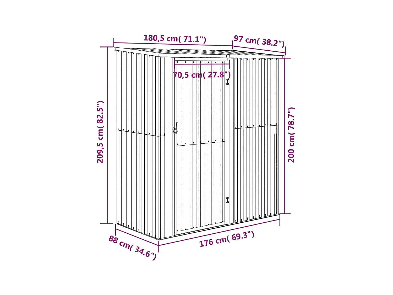 Abri de jardin cabane 180.5 x 97 x 209.5 cm 02_0022346