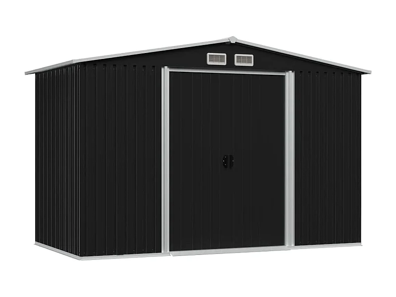 Abrigo de jardim, cabana, casa de armazenamento, galpão ao ar livre, ferramentas, aço robusto 257 x 205 x 178 cm antracite 02_0022384