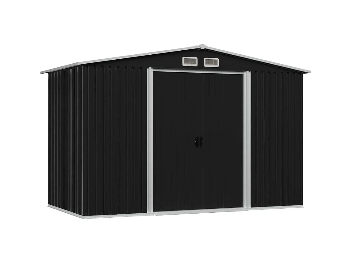 Abrigo de jardim, cabana, casa de armazenamento, galpão ao ar livre, ferramentas, aço robusto 257 x 205 x 178 cm antracite 02_0022384