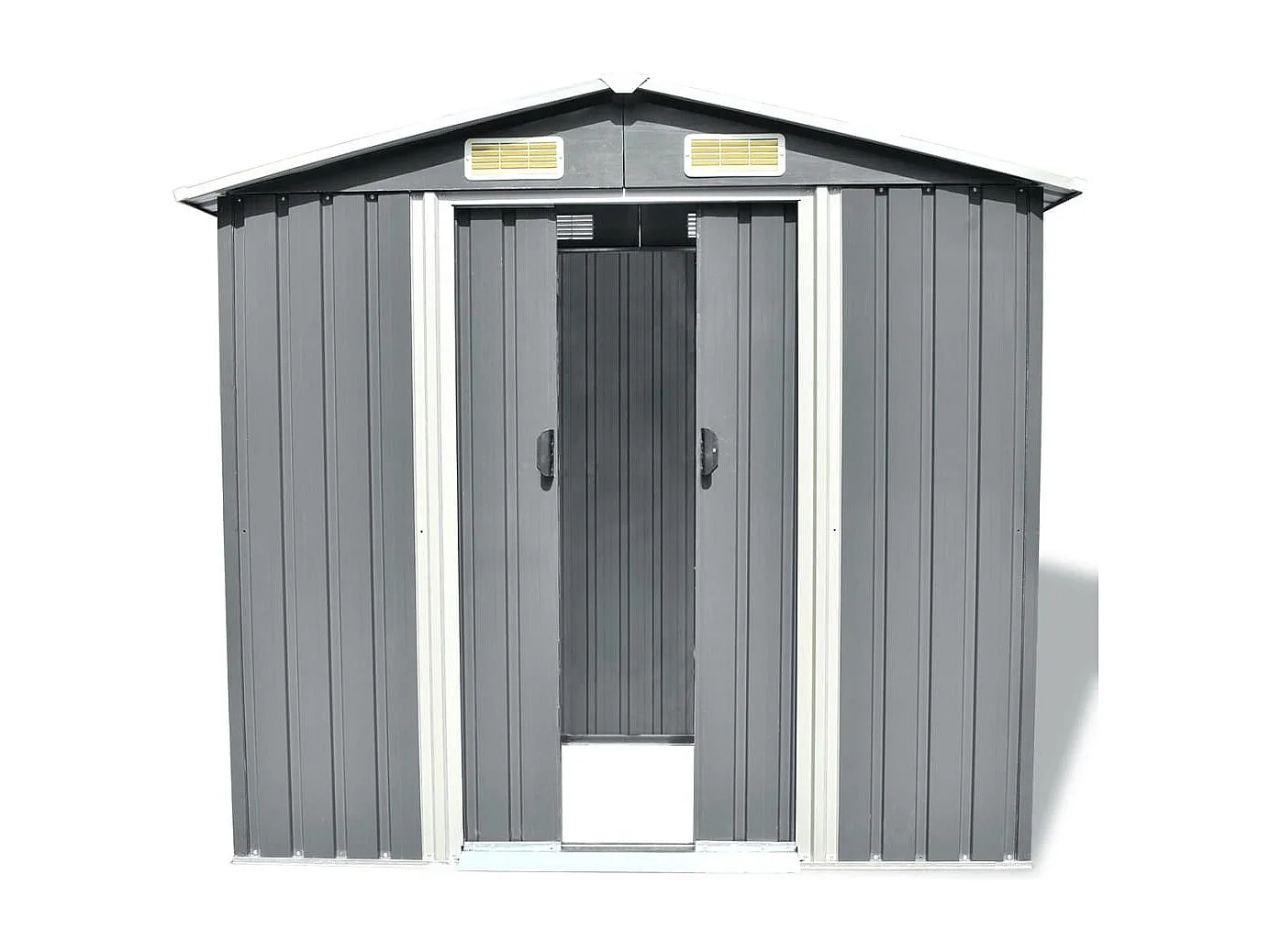 Galpão de jardim Cabine Galpão Casa Galpão de armazenamento Ferramentas de galpão ao ar livre Metal robusto 204 x 132 x 186 cm Cinza 02_0022388