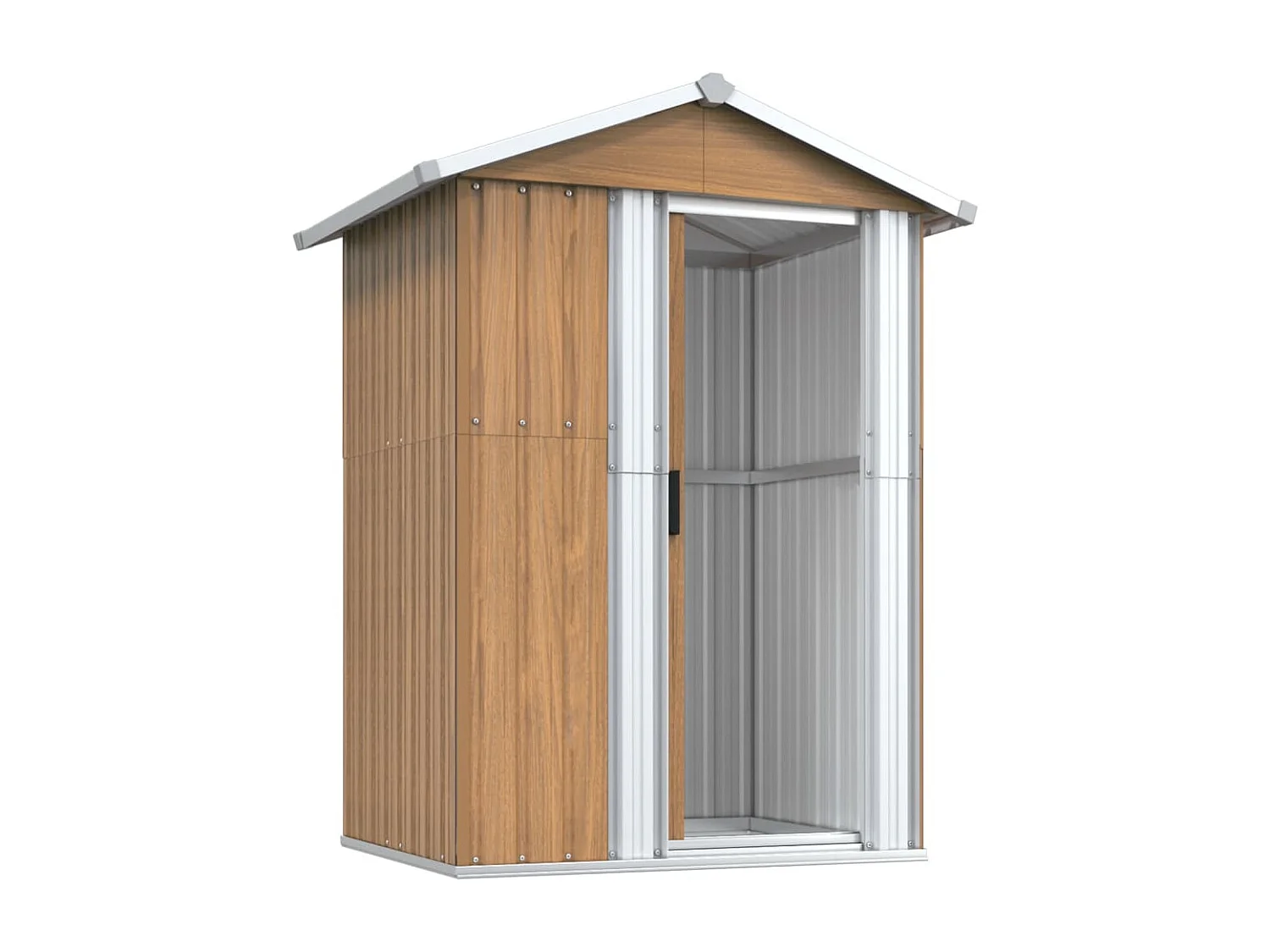 Abrigo de jardim, cabana, casa de armazenamento, galpão ao ar livre, ferramentas robustas 126 x 97,5 x 177 cm, aço galvanizado marrom 02_0022267