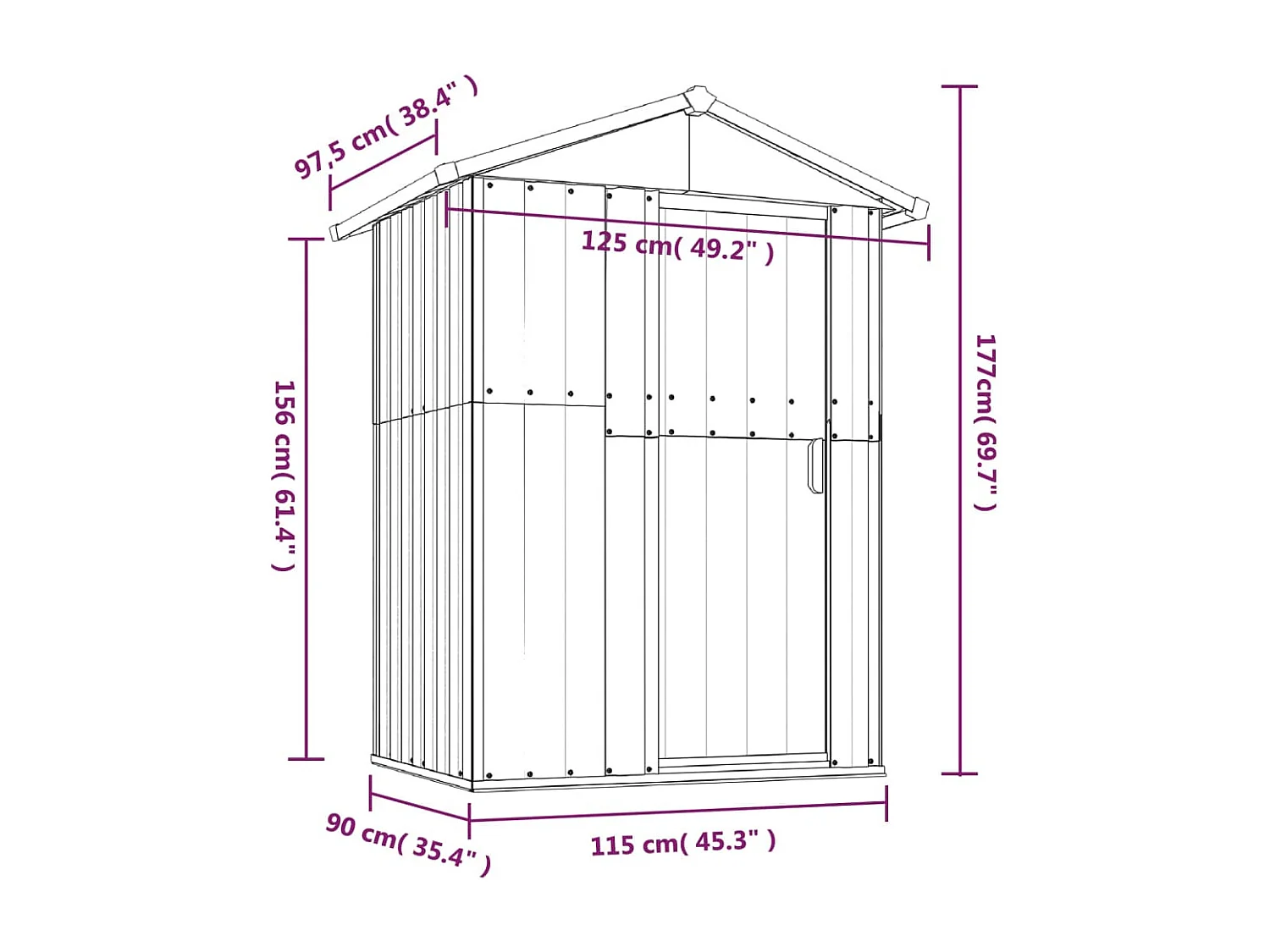 Abrigo de jardim, cabana, casa de armazenamento, galpão ao ar livre, ferramentas robustas 126 x 97,5 x 177 cm, aço galvanizado marrom 02_0022267