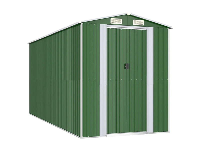 Casetta da giardino casetta per cabine ripostiglio casetta per la casa casetta per esterni robusta 192 x 440 x 223 cm acciaio zincato verde 02_0022364/2