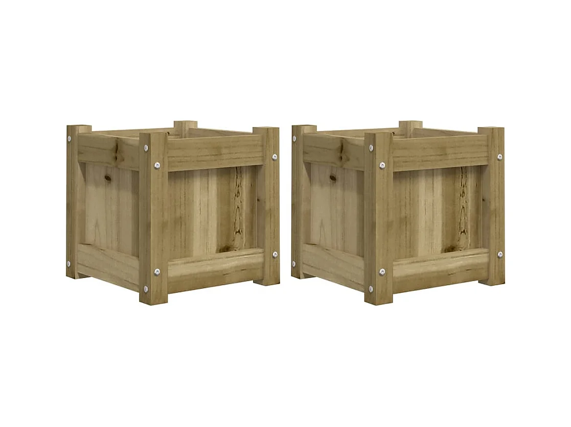 Vaso per fioriera aiuola rialzata piante fiori giardino terrazze set da 2 legno di pino impregnato marrone 02_0039031