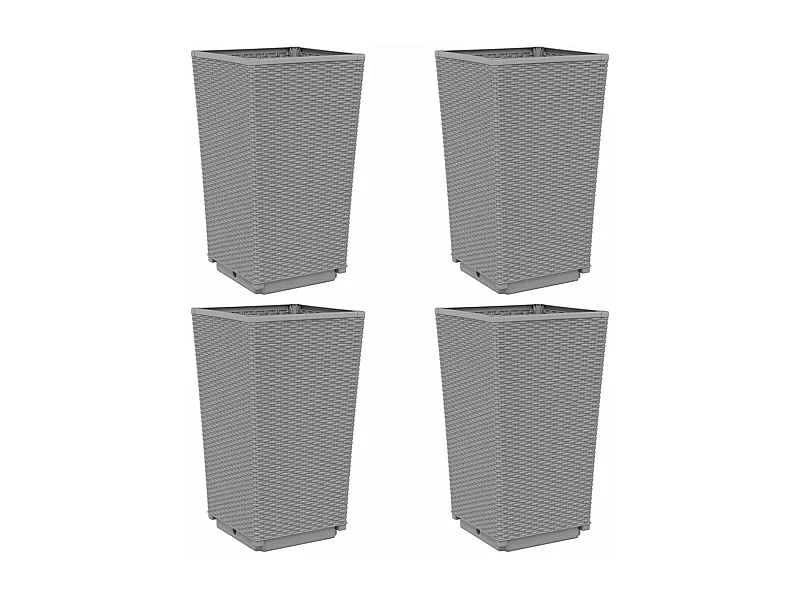 Vaso per fioriera aiuola rialzata piante fiori giardino terrazze set da 4 trasparente 32,5 x 32,5 x 57 cm polipropilene grigio 02_0039115