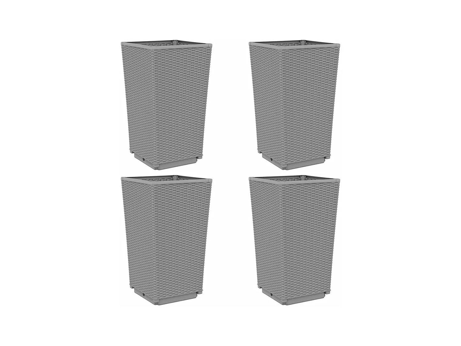 Vaso per fioriera aiuola rialzata piante fiori giardino terrazze set da 4 trasparente 32,5 x 32,5 x 57 cm polipropilene grigio 02_0039115
