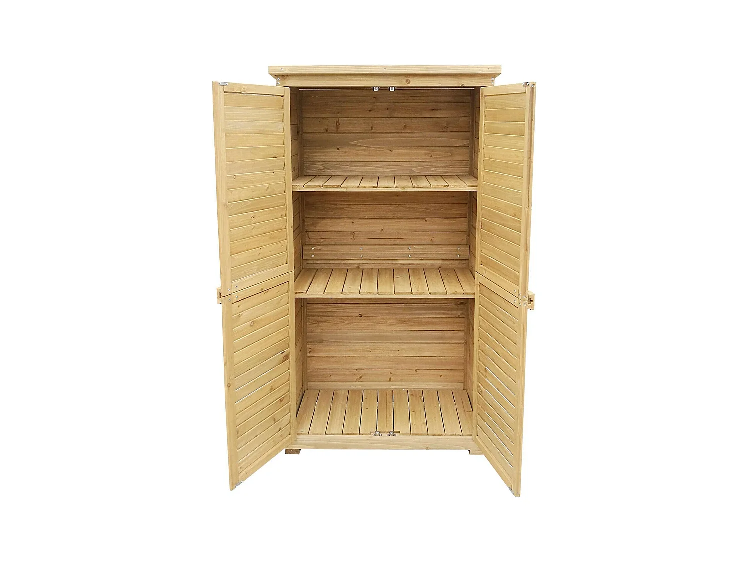 Cobertizo de jardín con puertas de listones, 160 cm, techo bituminoso de madera de abeto 16_0002170