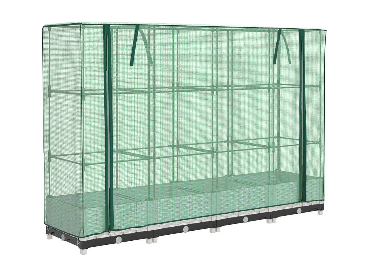 Jardinera elevada para terraza jardín elevado con cubierta de aspecto ratán 160 x 40 x 123 cm color blanco 02_0038750