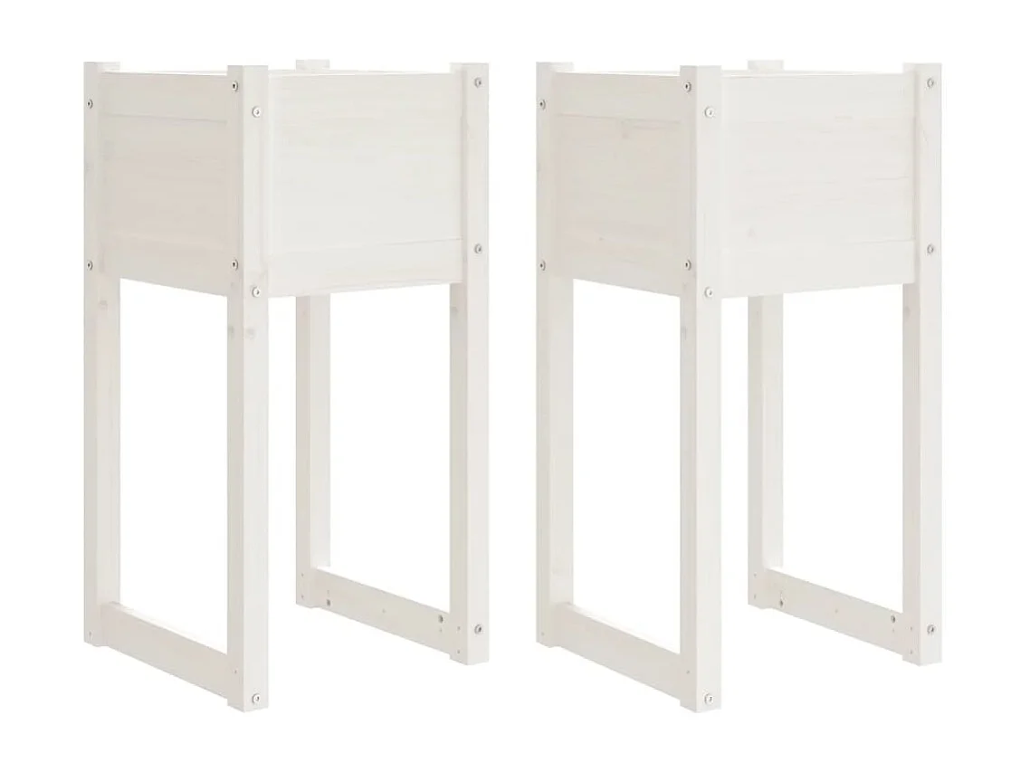 Jardinière bac lit surélevé bois blanche 40 x 40 x 81 cm 02_0038970