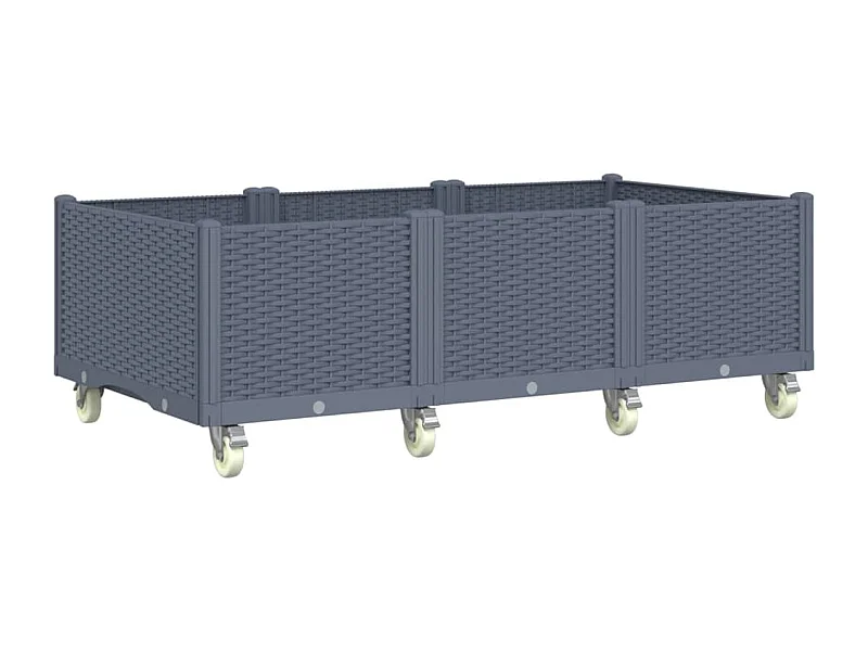 Fioriera rialzata per giardino e terrazza su ruote 150 x 80 x 54 cm PP grigio 02_0038832