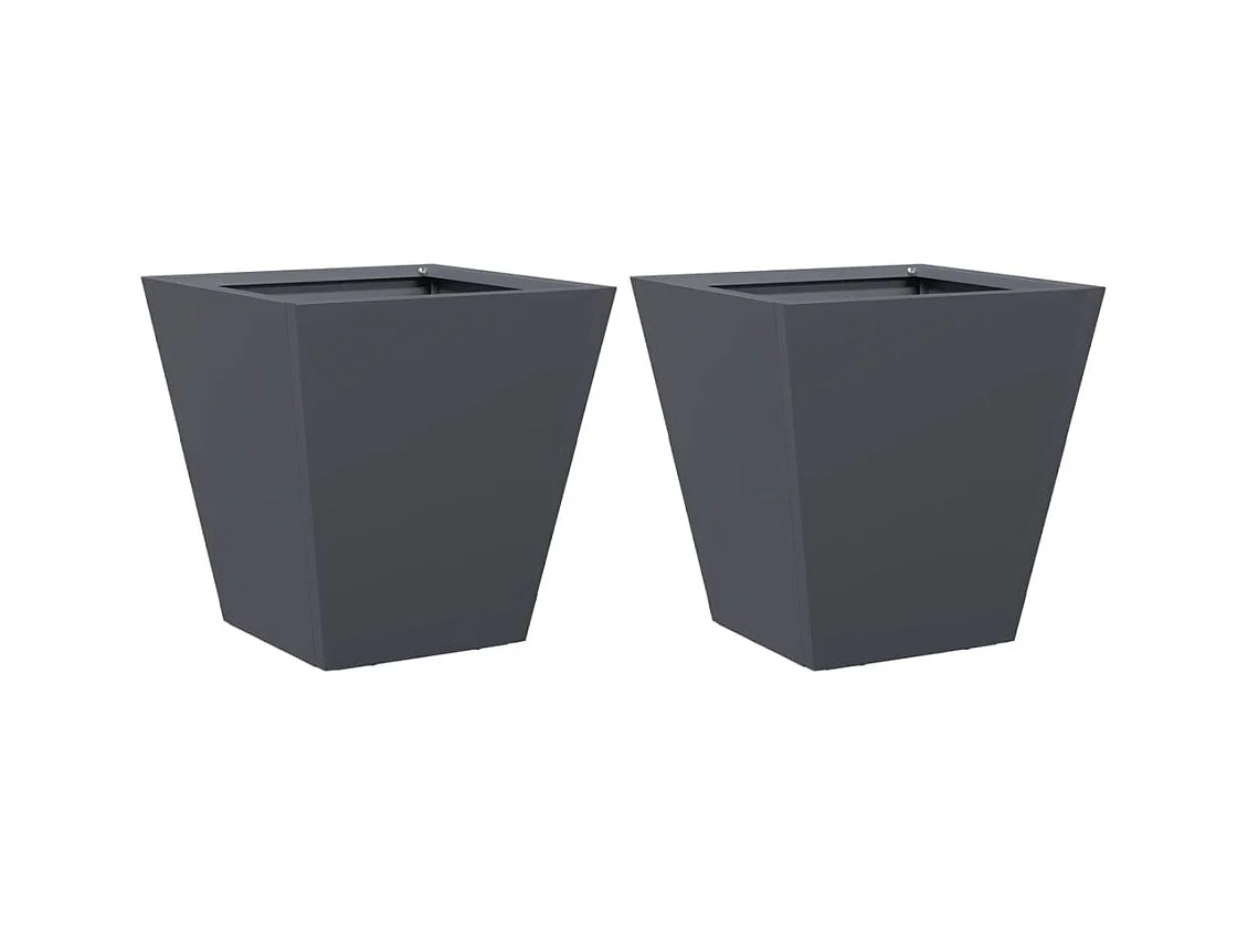 Fioriera rialzata per aiuole fioriere giardino terrazze set da 2 30 x 30 x 30 cm antracite acciaio 02_0038912