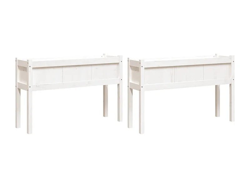 Macetero para bancales elevados, plantas, flores, terrazas de jardín, juego de 2 con patas de madera maciza de pino blanco 02_0039018