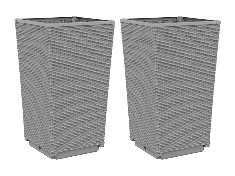 Conjunto de 2 vasos para canteiros elevados flores e terraços de jardim transparente 325 x 325 x 57 cm polipropileno cinza 02_0039070