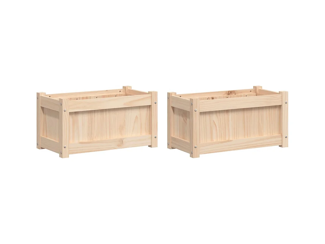 Vassoio per fioriera aiuola rialzata piante fiori giardino terrazze set da 2 legno massello di pino marrone 02_0039051