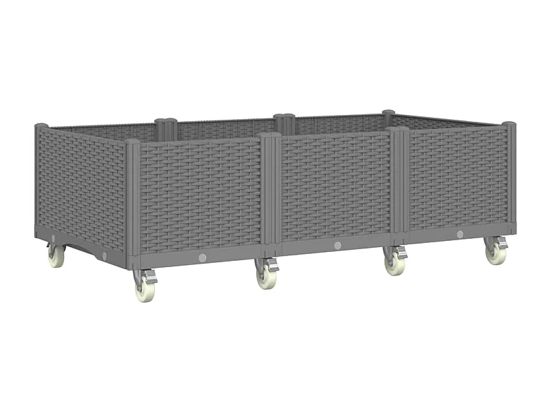 Fioriera rialzata fioriera fioriera giardino terrazza su ruote leggera 150 x 80 x 54 cm PP grigio 02_0038844