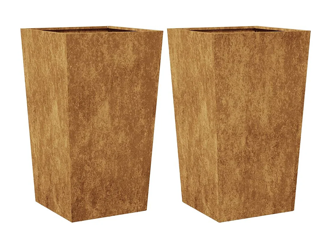 Fioriera rialzata per aiuole fioriere giardino terrazze set da 2 45 x 45 x 75 cm acciaio corten Marrone 02_0038981