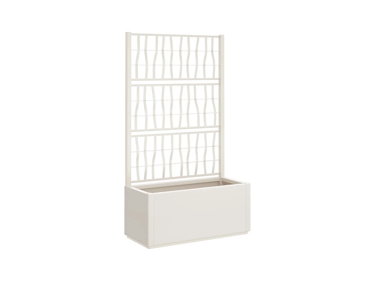 Fioriera aiuola rialzata vassoio piante fiori terrazza giardino con traliccio 80 x 36 x 140 cm PP bianco 02_0038300