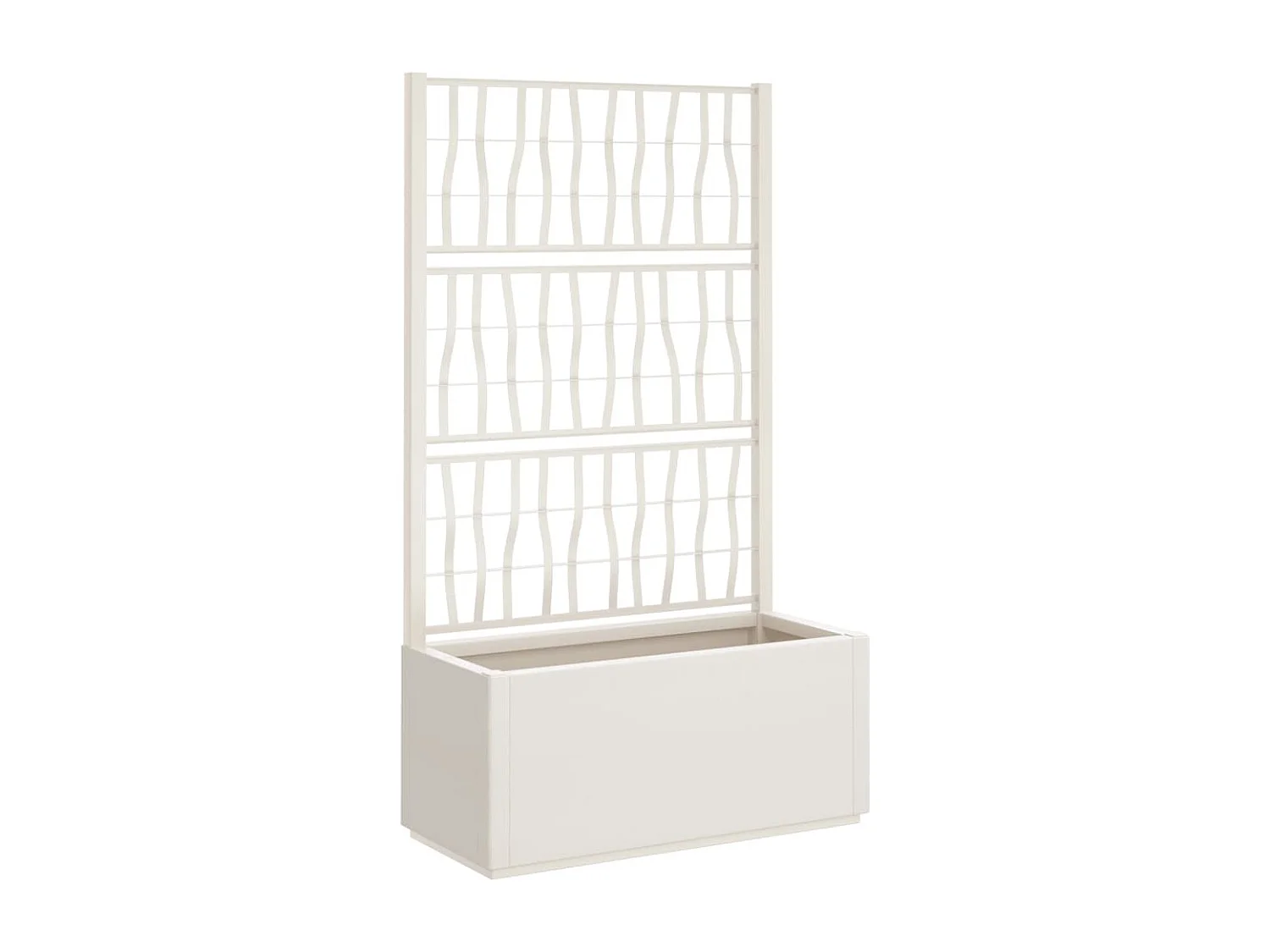 Macetero elevado bandeja plantas flores terraza jardín con enrejado 80 x 36 x 140 cm PP blanco 02_0038300