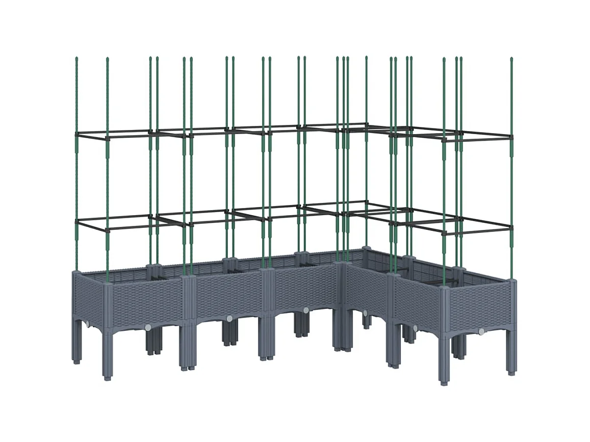Floreira para canteiros elevados para plantas flores terraço jardim com treliça 160 x 120 x 1425 cm PP cinza 02_0038255