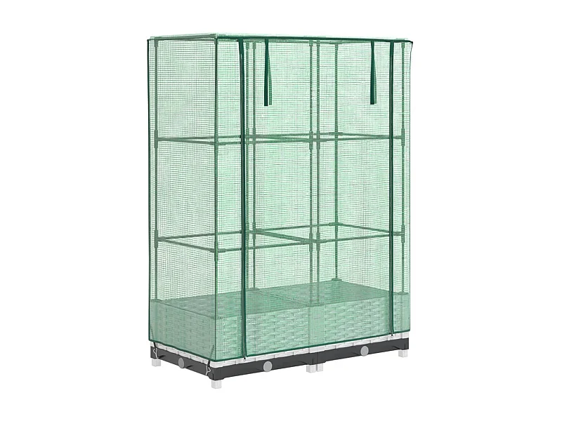 Fioriera rialzata per aiuola fioriera per terrazza giardino rialzato con copertura effetto rattan 80 x 40 x 123 cm bianco 02_0038785