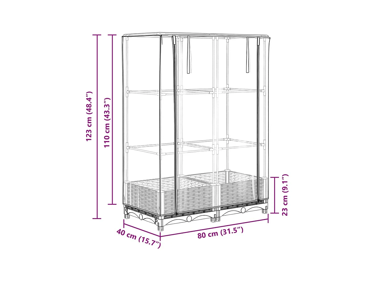 Jardinière bac lit surélevé blanche 80 x 40 x 123 cm 02_0038785