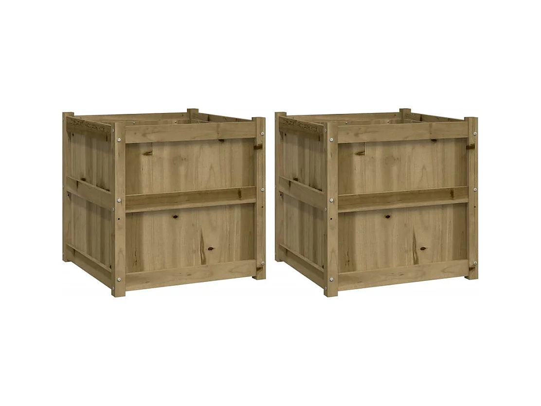 Vaso per fioriera aiuola rialzata piante fiori giardino terrazze set da 2 legno di pino impregnato marrone 02_0039027