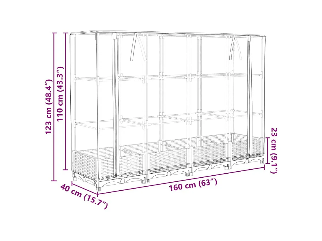 Jardinière bac lit surélevé grise 160 x 40 x 123 cm 02_0038749