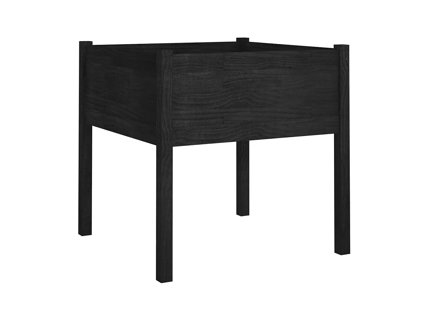 Fioriera rialzata per aiuola fioriera per terrazza giardino esterno 70 x 70 x 70 cm legno massello di pino nero 02_0038563