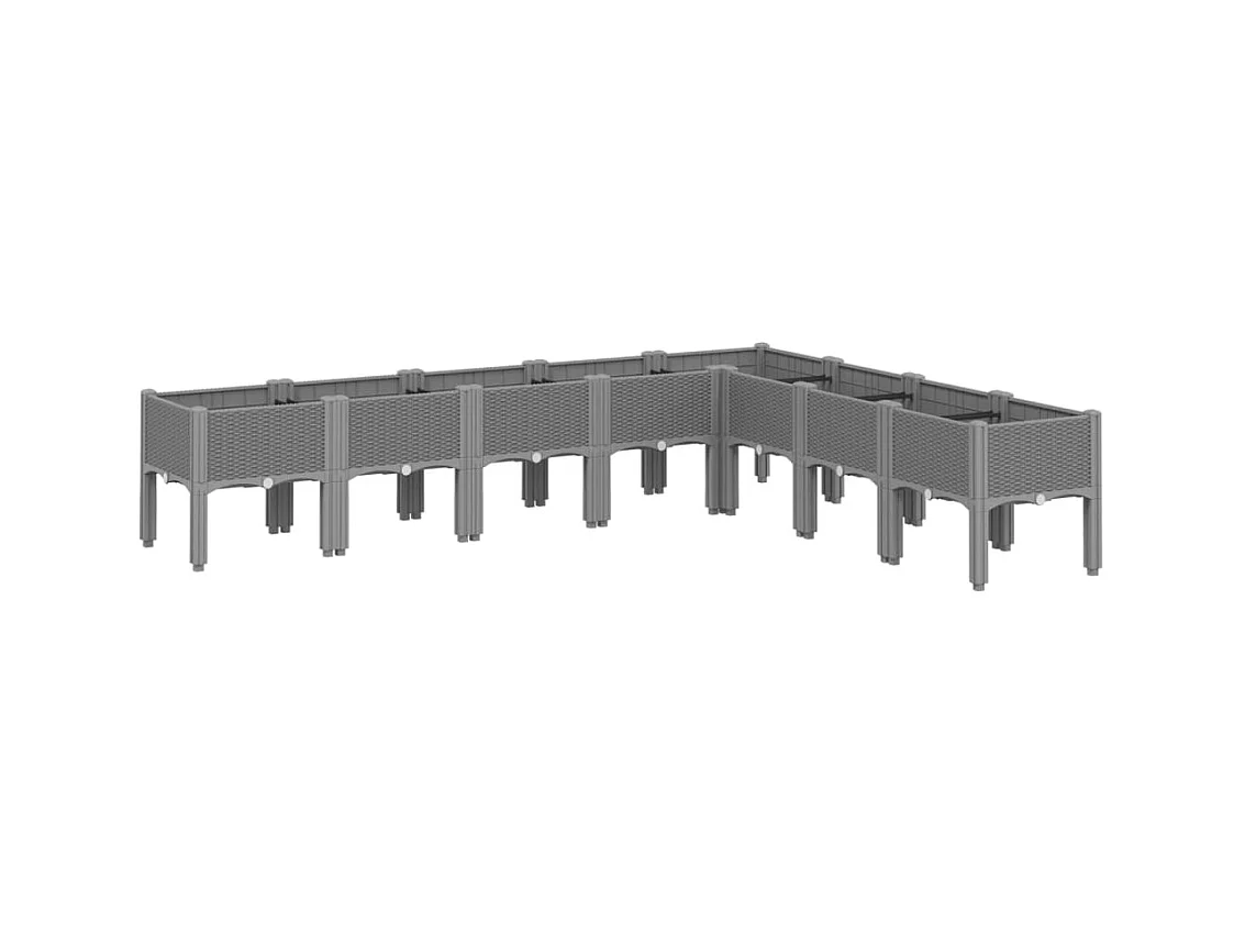 Jardinière bac lit surélevé grise 200 x 160 x 42 cm 02_0038175