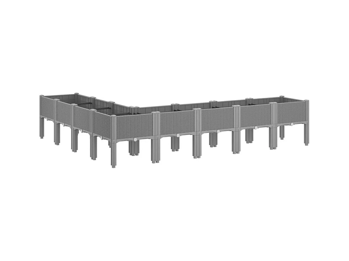 Jardinière bac lit surélevé grise 200 x 160 x 42 cm 02_0038175