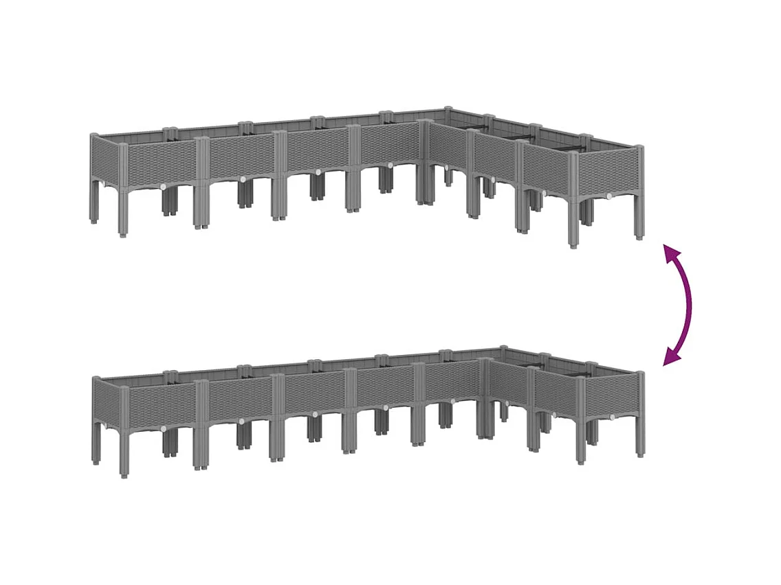Jardinière bac lit surélevé grise 200 x 160 x 42 cm 02_0038175