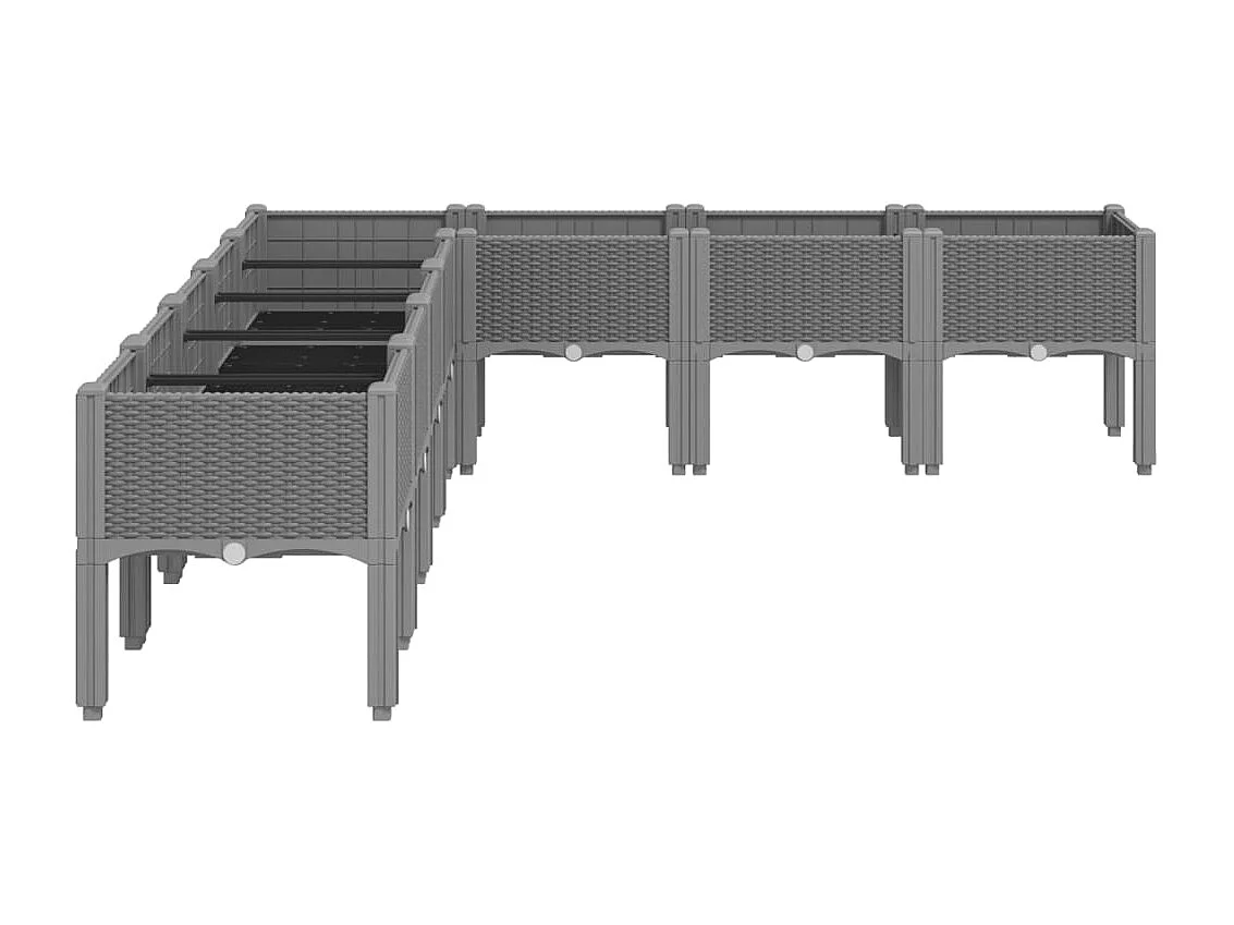 Fioriera rialzata per giardino e terrazza con piedini trasparente 200 x 160 x 42 cm PP grigio 02_0038175