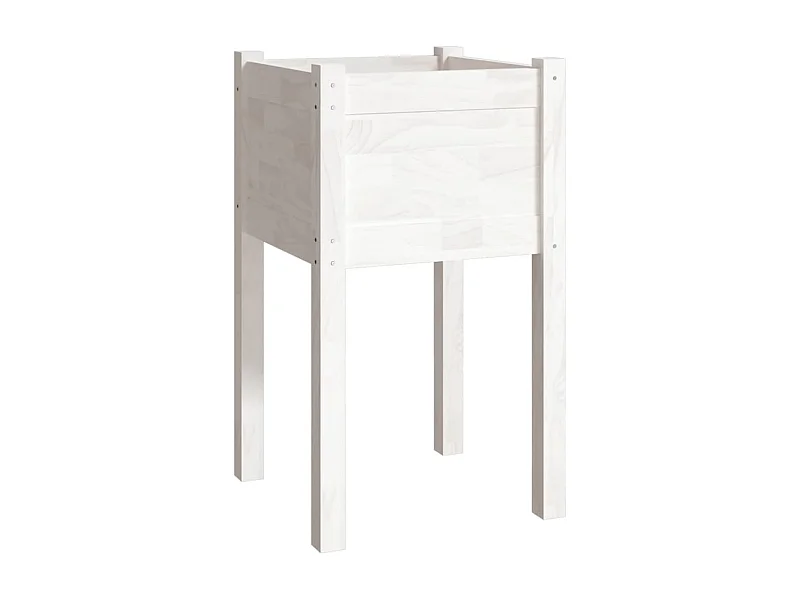 Jardinière bac lit surélevé bois blanche 40 x 40 x 70 cm 02_0038549