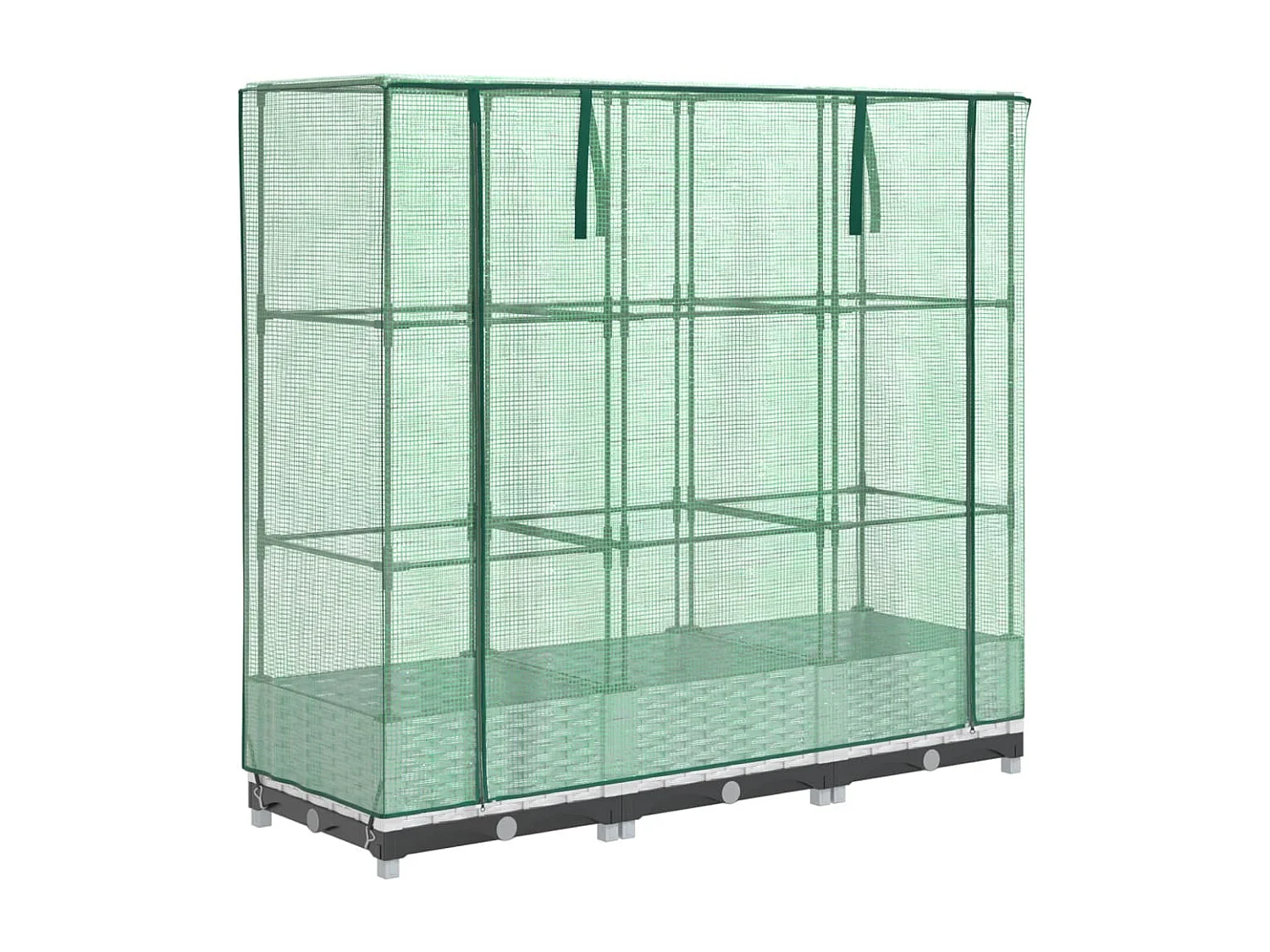 Jardinera elevada para terraza jardín elevado con cubierta de aspecto ratán 120 x 40 x 123 cm color blanco 02_0038734