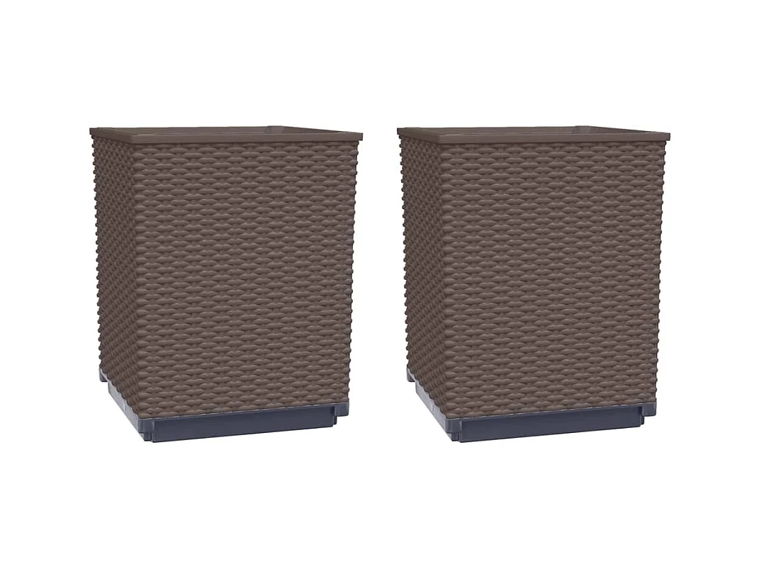 Fioriera rialzata per aiuole fioriere giardino terrazze set da 2 30 x 30 x 37 cm polipropilene marrone 02_0038925