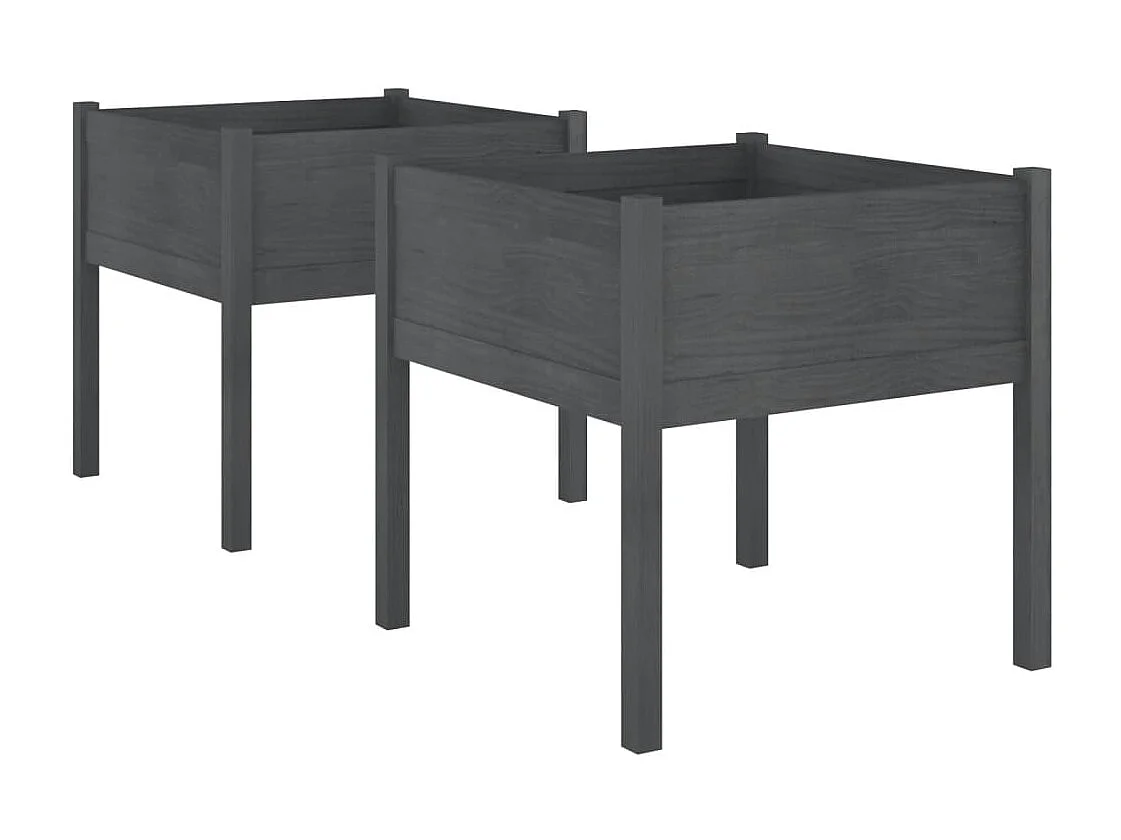 Vaso per fioriera aiuola rialzata piante fiori giardino terrazze set da 2 70 x 70 x 70 cm legno di pino massiccio grigio 02_0039004