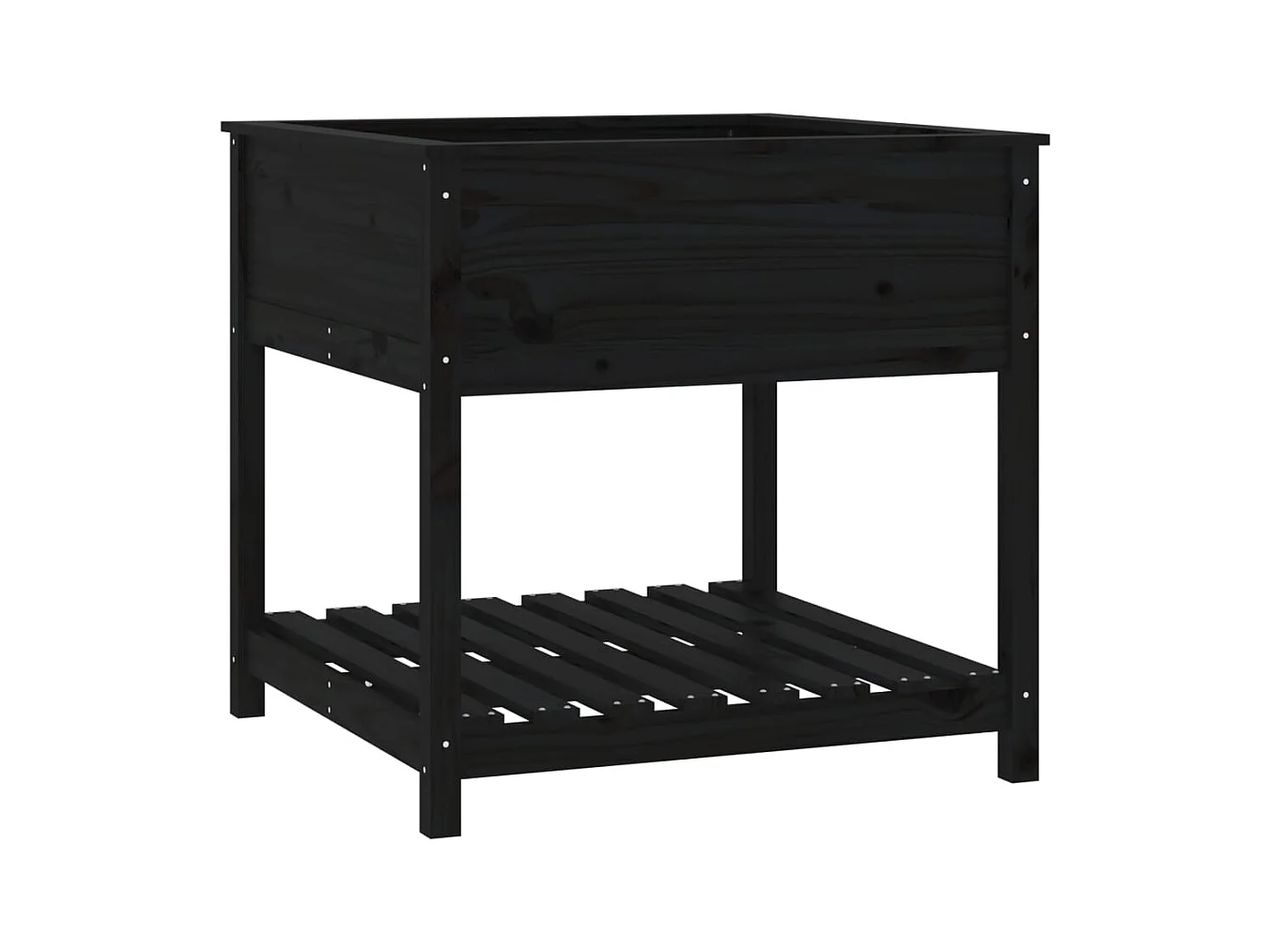 Fioriera rialzata per giardino e terrazza con ripiano 825 x 825 x 81 cm in legno massello di pino nero 02_0038411