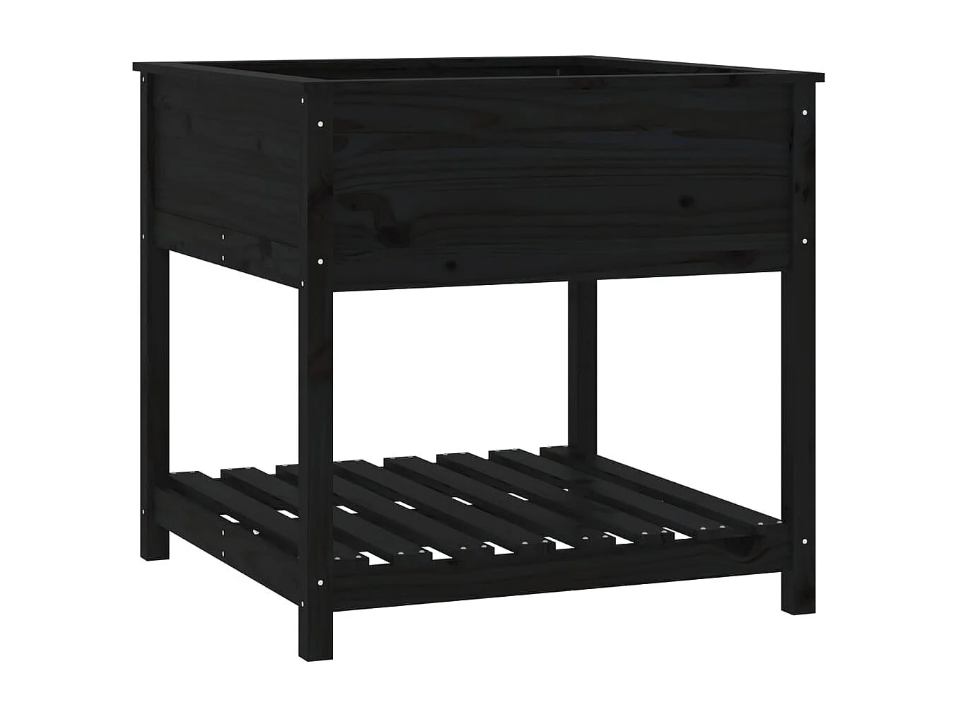 Fioriera rialzata per giardino e terrazza con ripiano 825 x 825 x 81 cm in legno massello di pino nero 02_0038411