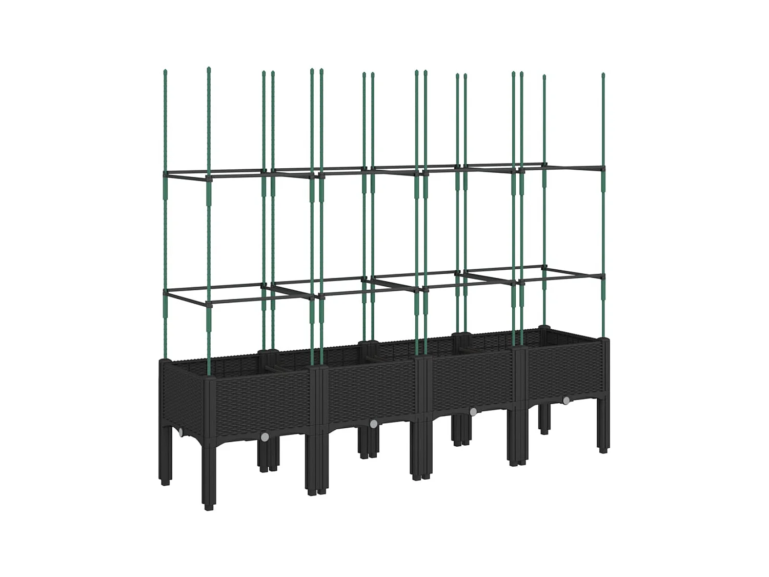 Fioriera rialzata per aiuola fioriera per terrazza giardino con traliccio 160 x 40 x 1425 cm PP nero 02_0038273